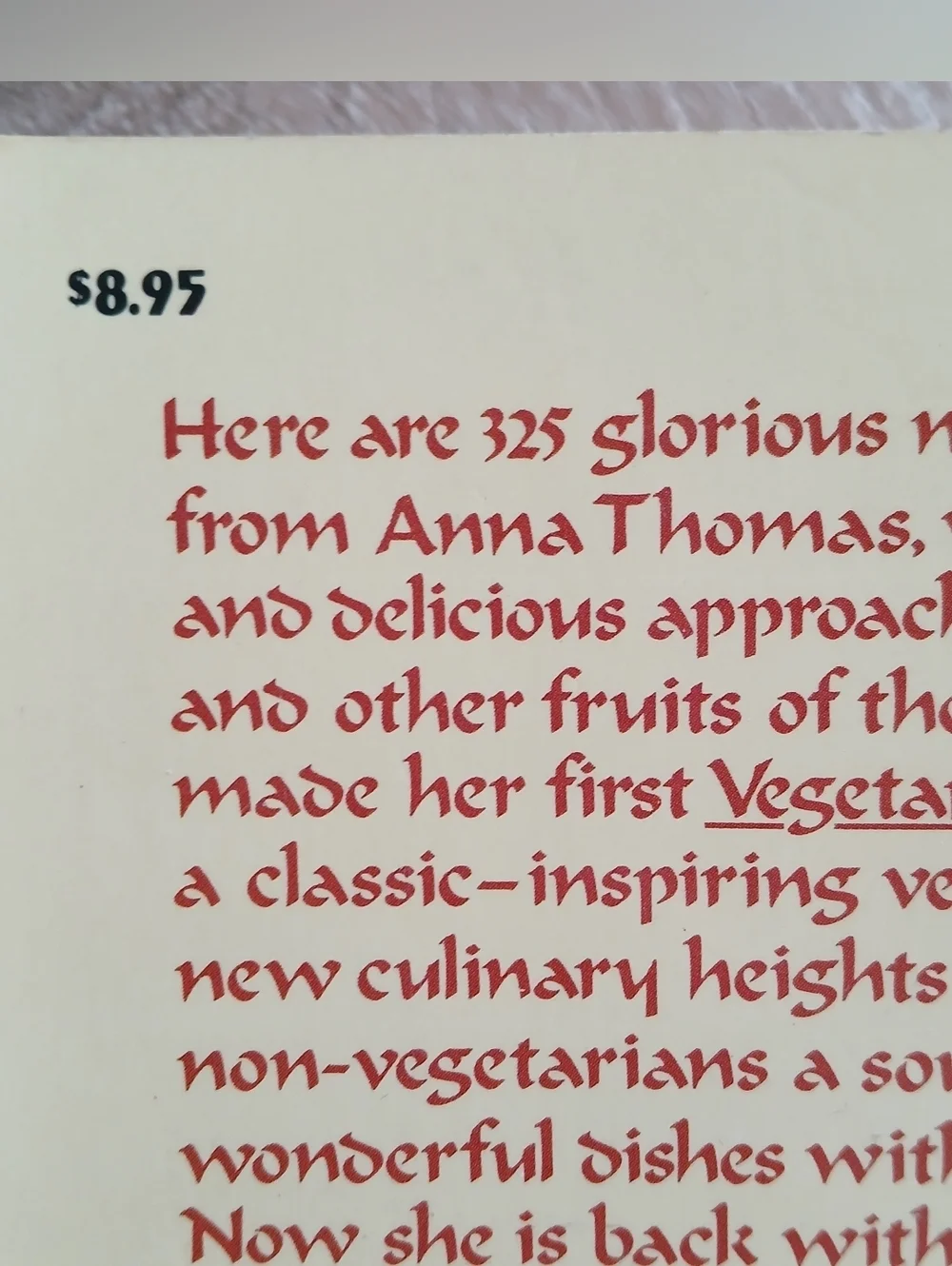 The Vegetarian Epicure Book Two by Anna Thomas Cookbook Paperback Softcover
